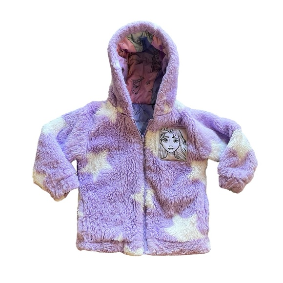 Disney Frozen Girls Snow Jacket 2 in 1 Reversible Winter Fleece Kids 3T - Picture 2 of 8
